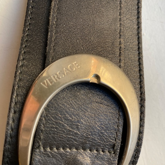 Versace Black Leather Studded Belt | Made in Italy | Size 80 (US 32)